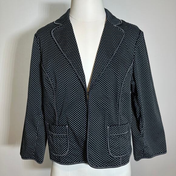 Ruby Rd Black/White Polka Dot 3/4 Sleeve Blazer Suit Jacket Career Womens Sz 12 - Picture 1 of 12